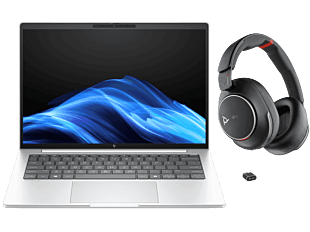 HP EliteBook 8 G1i 14 inch Notebook AI PC, Silver + Poly Voyager Surround 85 UC Microsoft Teams Certified USB-C Headset +USB-C/A Adapter + Charging Stand - 14" - Silver (BX1P8PT-BN2)