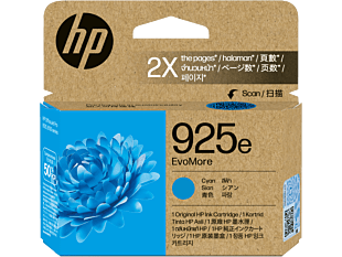 HP 925e EvoMore Cyan Original Ink Cartridge (4K0W0PA) - Center facing