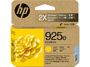 HP 925e EvoMore Yellow Original Ink Cartridge (4K0W2PA) - Center facing