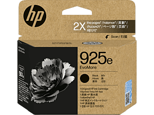 HP 925e EvoMore Black Original Ink Cartridge (4K0W3PA) - Center facing