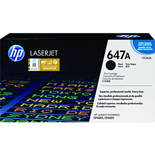 HP 647A Black Original LaserJet Toner Cartridge (CE260A) - Center facing