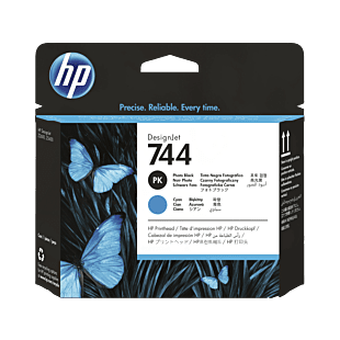 HP 744 Photo Black/Cyan DesignJet Printhead (F9J86A) - Center facing