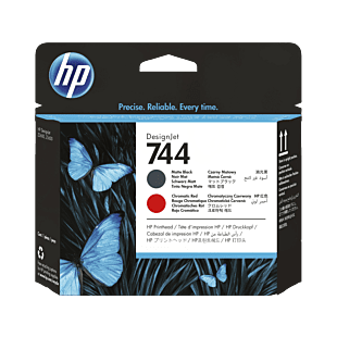 HP 744 Matte Black/Chromatic Red DesignJet Printhead (F9J88A) - Center facing