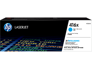 HP 416X High Yield Cyan Original LaserJet Toner Cartridge (~6,000 pages) (W2041X) - Center facing