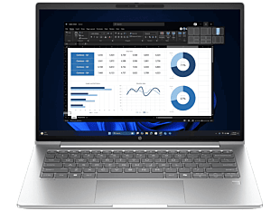 HP ProBook 4 G1i 14 inch Notebook AI PC - 14-inch - Pike silver aluminum (D63U0PT) - Center facing