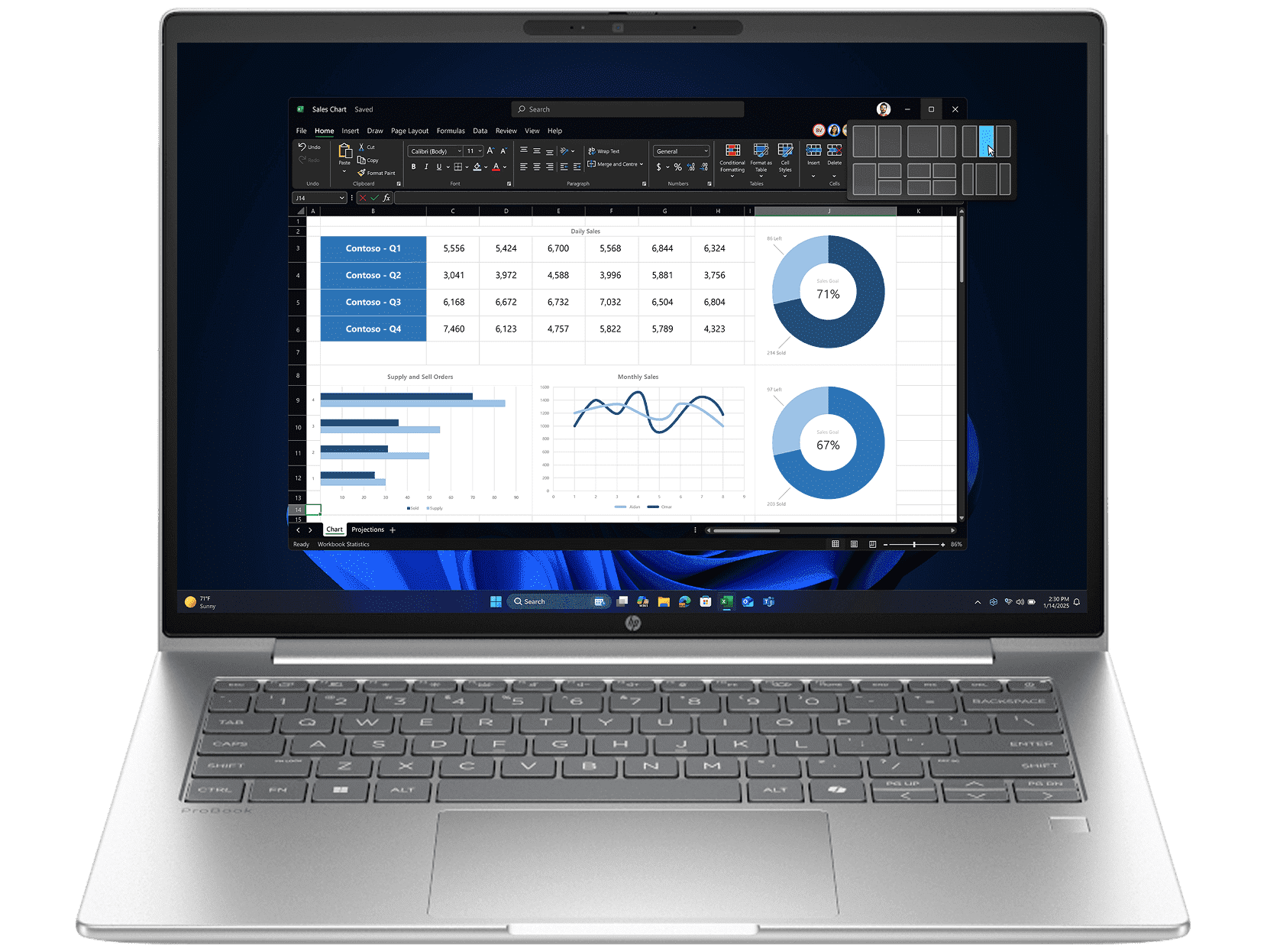 HP ProBook 4 14 inch G1i Notebook AI PC, Silver - 14
