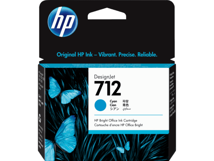 ตลับหมึกแท้ HP 712 สีฟ้า 29 มล. (3ED67A) สำหรับเครื่องพิมพ์พล็อตเตอร์ DesignJet T650, T230, T210 และ Studio