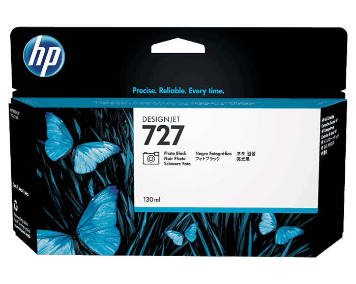 HP 727B 130-ml Photo Black DesignJet Ink Cartridge (3WX14A) - Center facing