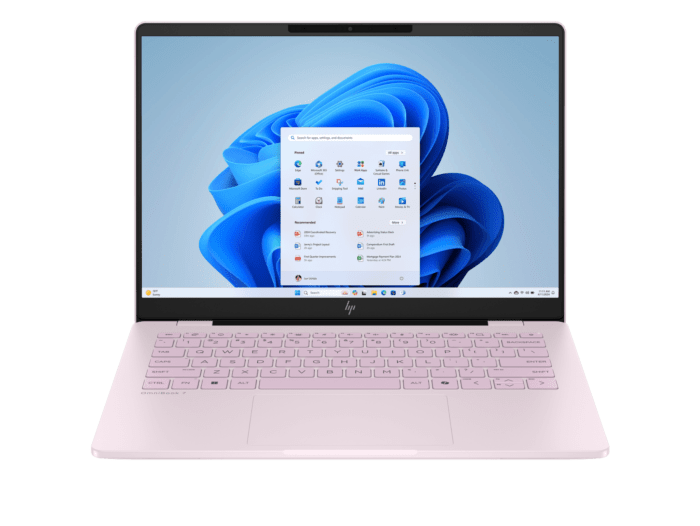 HP OmniBook 7 Laptop AI 14-fr0063TU - 14-inch - Powder pink aluminum (CK7D2PA) - Center facing