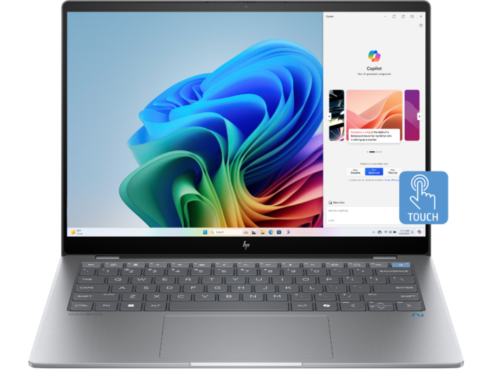 HP OmniBook X Laptop 14 inch 14-fe0022QU Next Gen AI PC, Silver - 14" - Meteor silver aluminum (A9MY1PA)