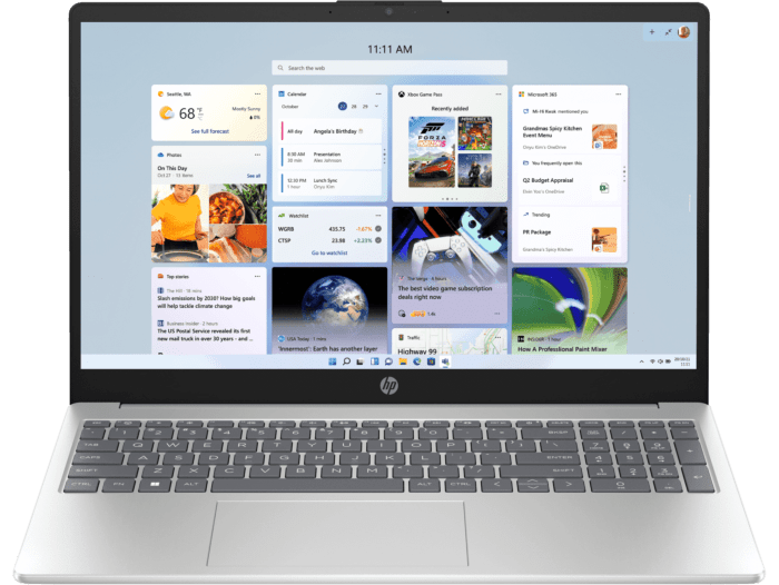 HP 15.6 inch Laptop 15-fc1036AU, Silver + HP Wired Mouse 100 + HP Everyday 16-inch Laptop Backpack - 15.6" - Silver (BH8M2PA-BN)