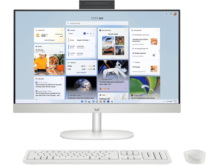 HP 23.8 inch All-in-One 24-cr0014d PC - 23.8" - Shell white (C8BY8PA) - Center facing