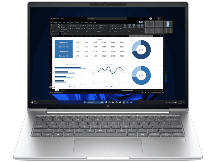 HP ProBook 4 G1i 14 inch Notebook AI PC, Silver - 14" - Silver (D64C6PT)