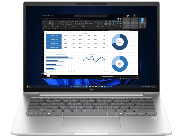 HP ProBook 4 14 inch G1i Notebook AI PC, Silver - 14" - Silver (BX1P5PT)