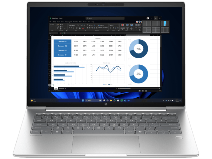 HP ProBook 4 G1i 14 inch Notebook AI PC, Silver - 14" - Silver (DJ7X4AT)