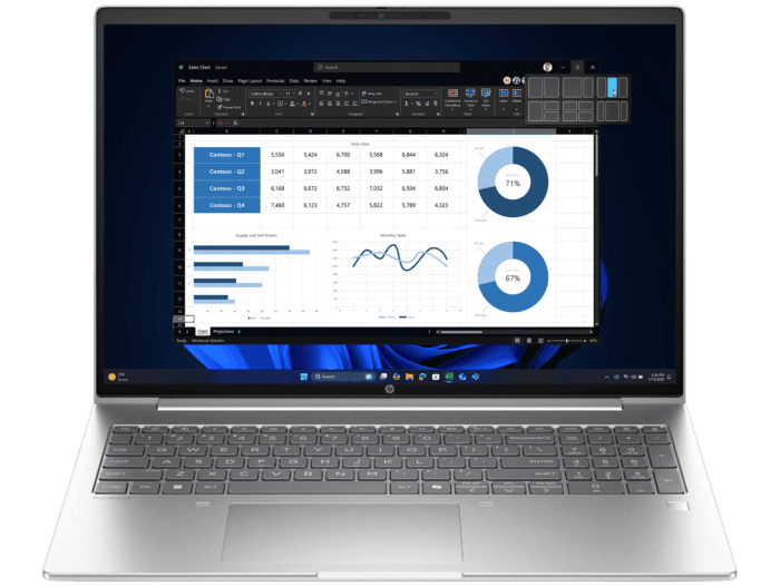 HP ProBook 4 G1i 16 inch Notebook AI PC, Silver - 16" - Silver (BX8C9PT)