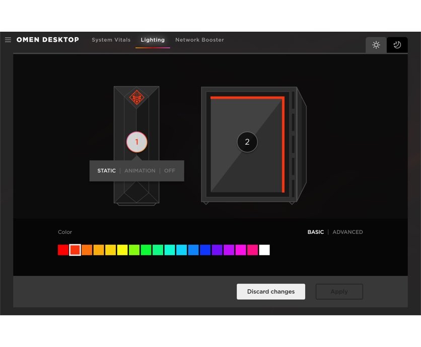 OMEN Gaming Hub software to manage RGB lighting of OMEN laptops, desktop, accessories